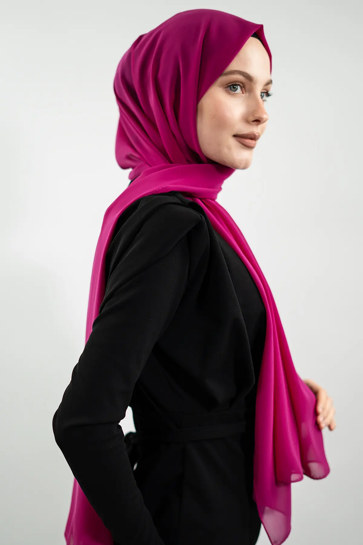 Şifon Fuşya Şal-detail