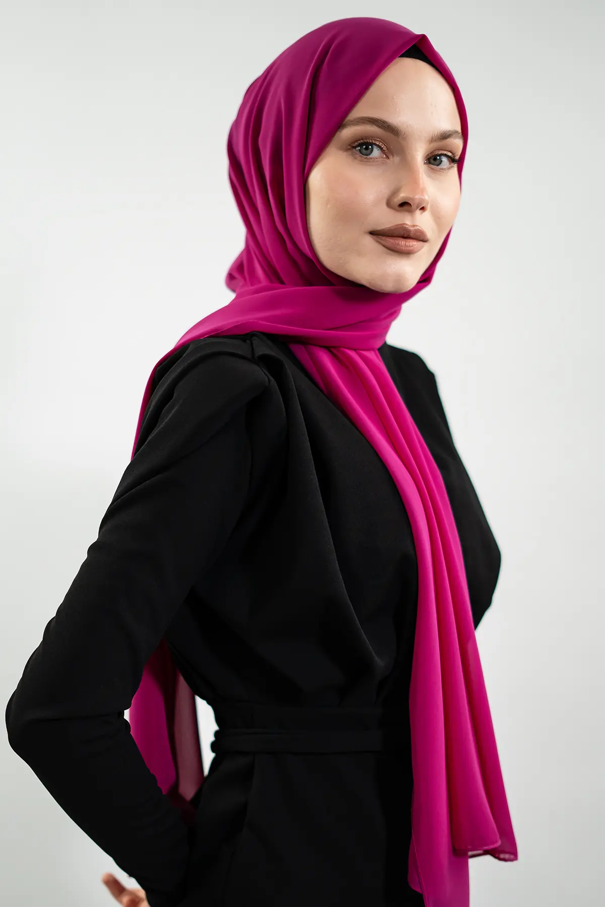 Şifon Fuşya Şal-detail