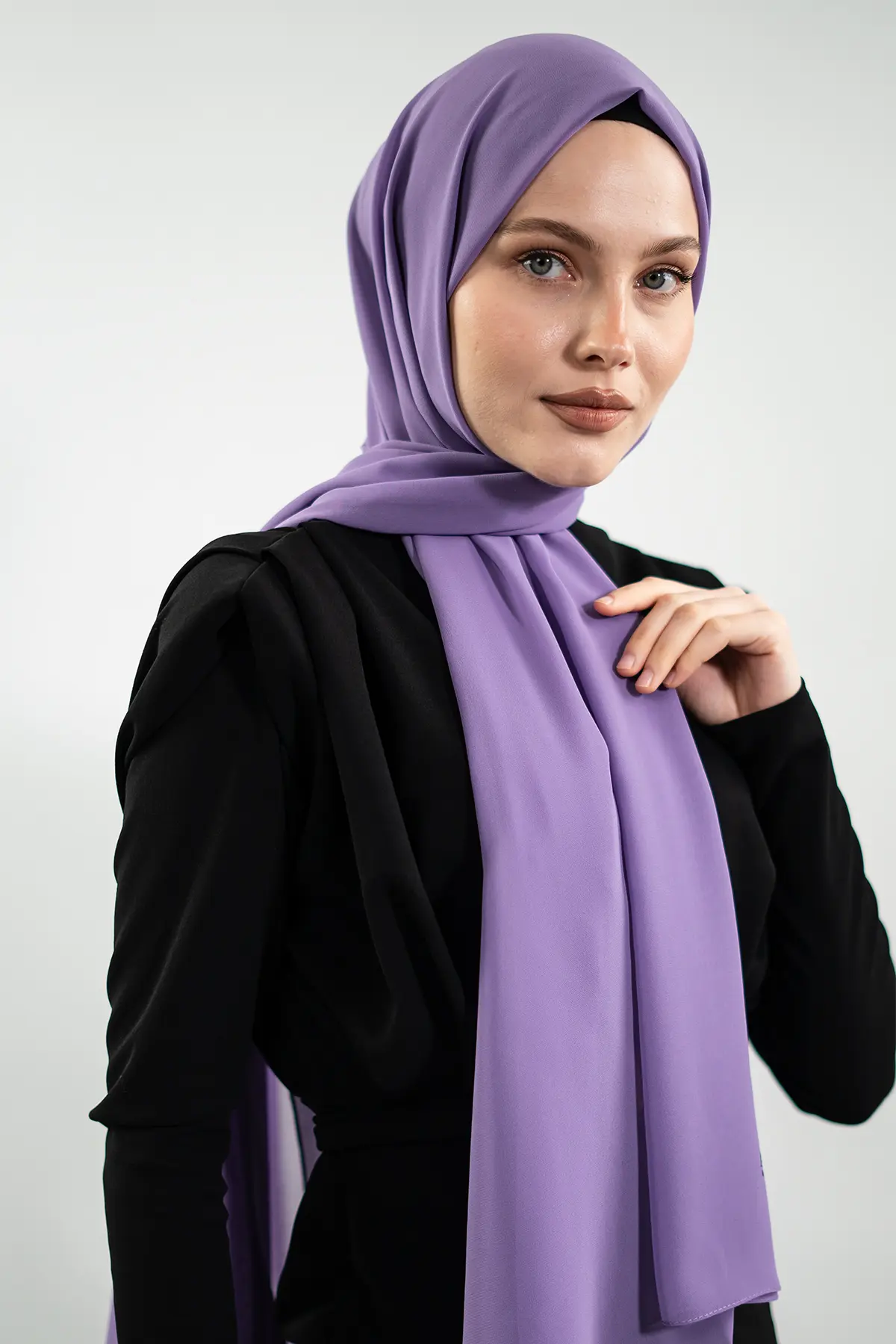 Şifon Lila Şal-detail