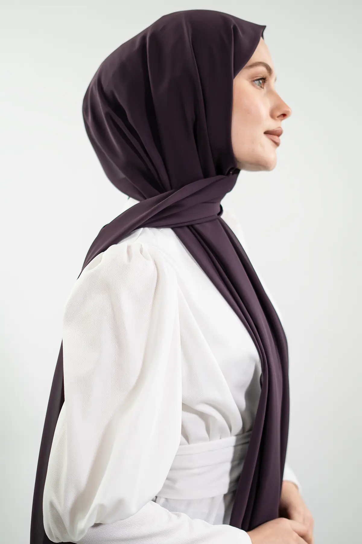 Şifon Patlıcan Moru Şal-detail