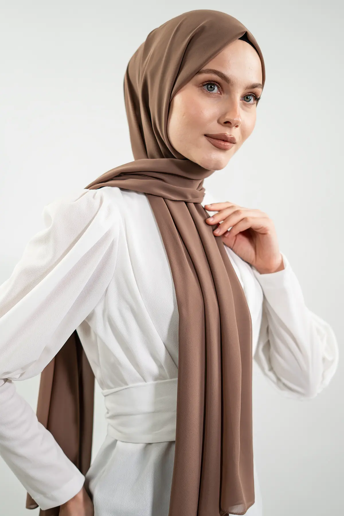 Şifon Vizon Rengi Şal-detail