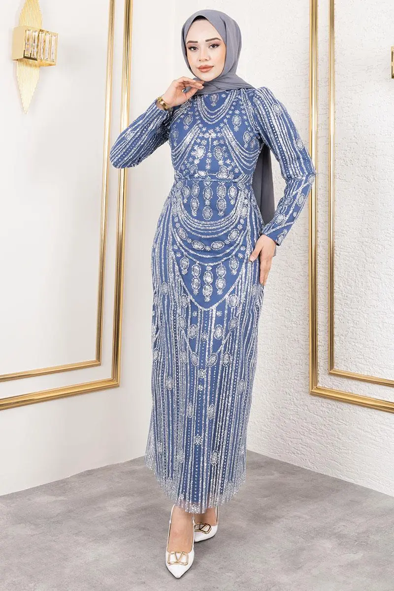 Glittery Embroidered Pencil Dress-detail