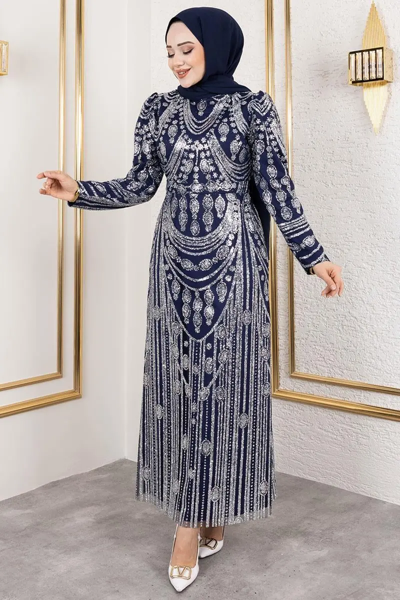 Glittery Embroidered Pencil Dress-detail