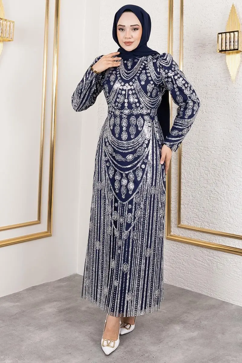 Glittery Embroidered Pencil Dress-detail