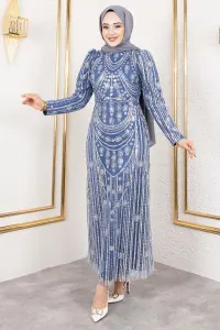 Glittery Embroidered Pencil Dress