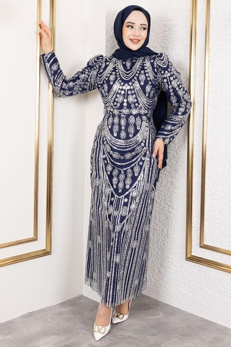 Glittery Embroidered Pencil Dress