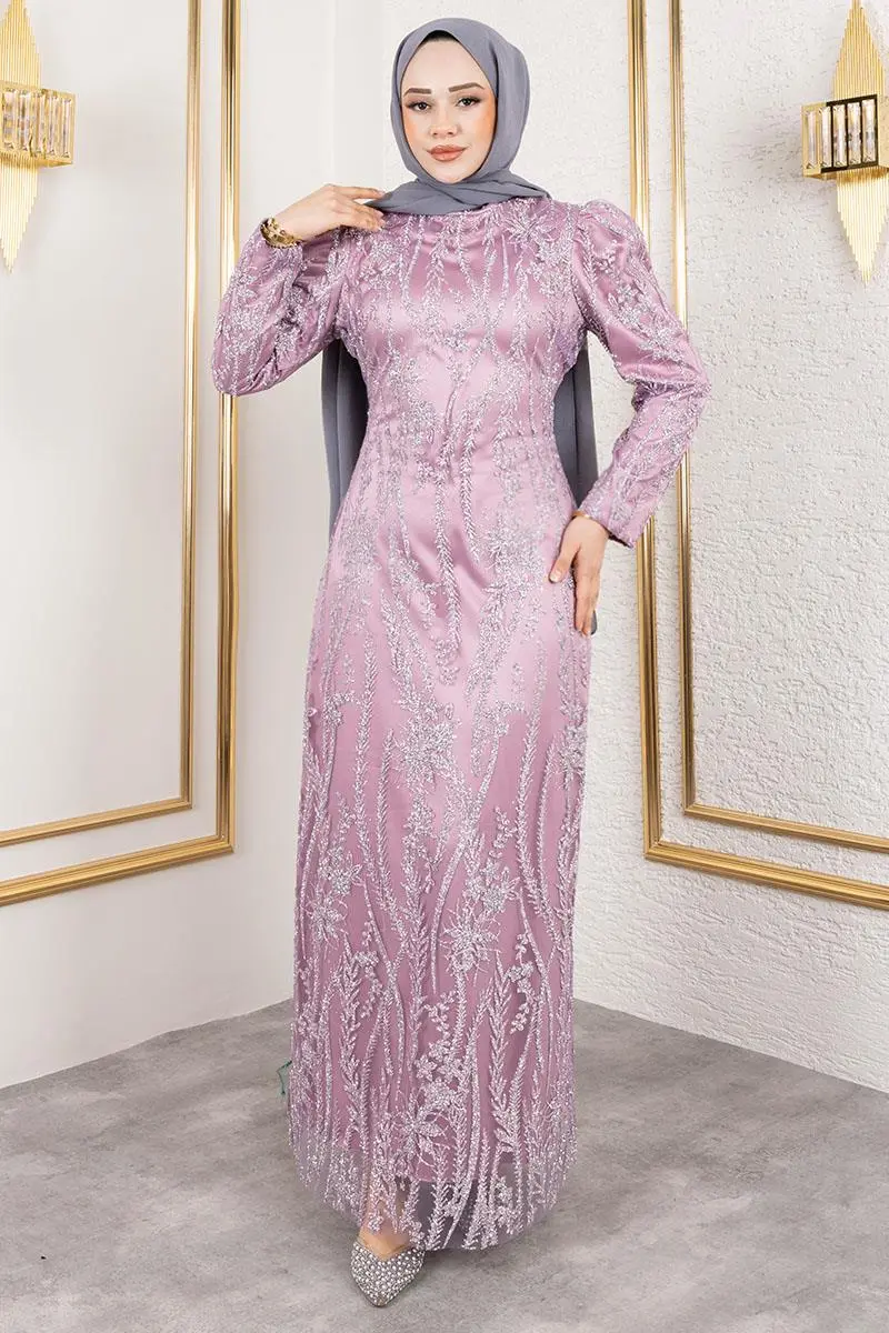 Simli Kalem Elbise Gül Kurusu-detail