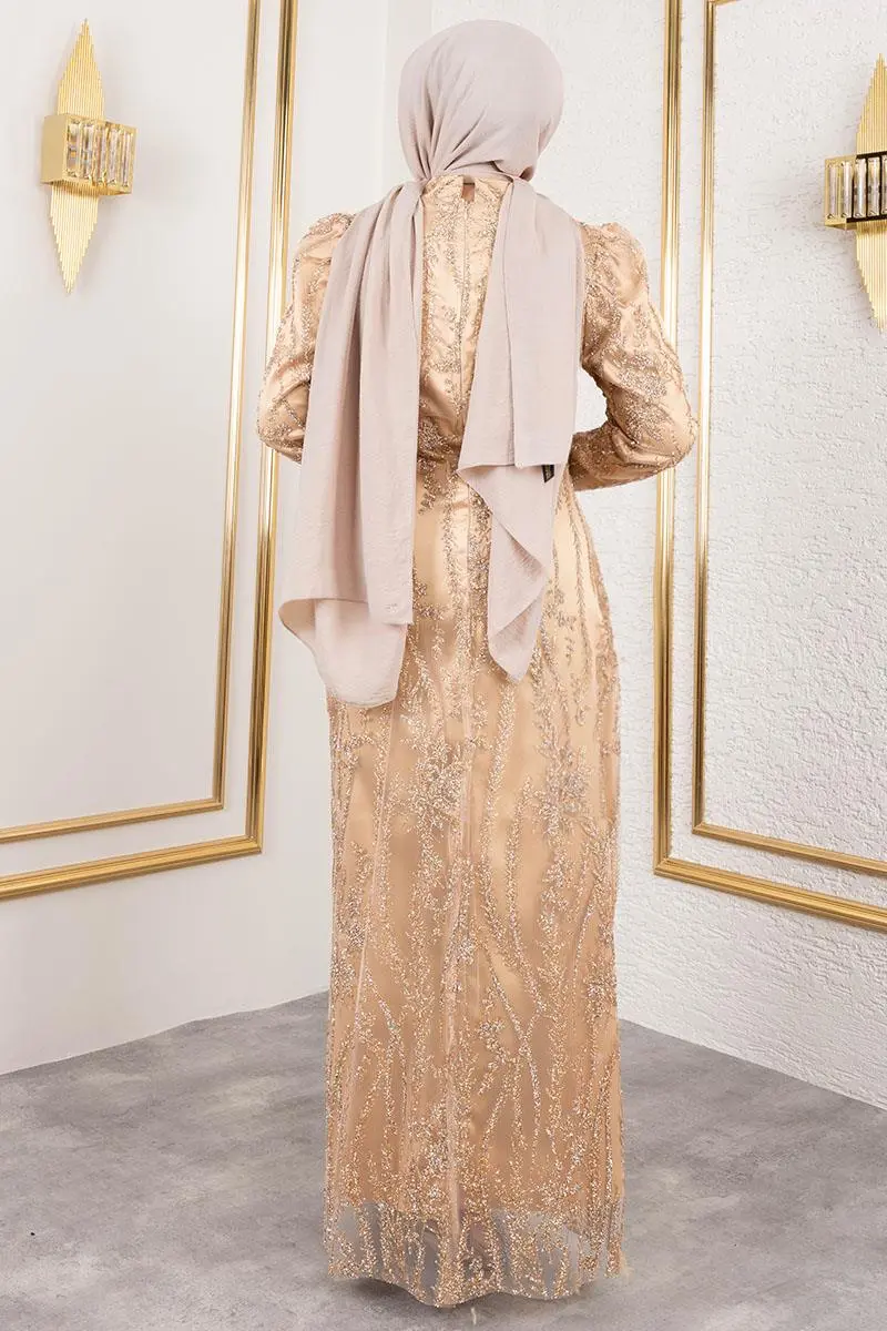 Simli Kalem Elbise Vizon-detail