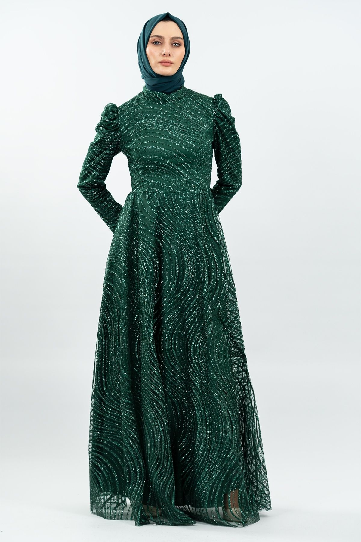 Green Color Evening Dress