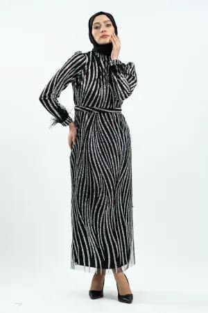 Black Silvery Evening Dress
