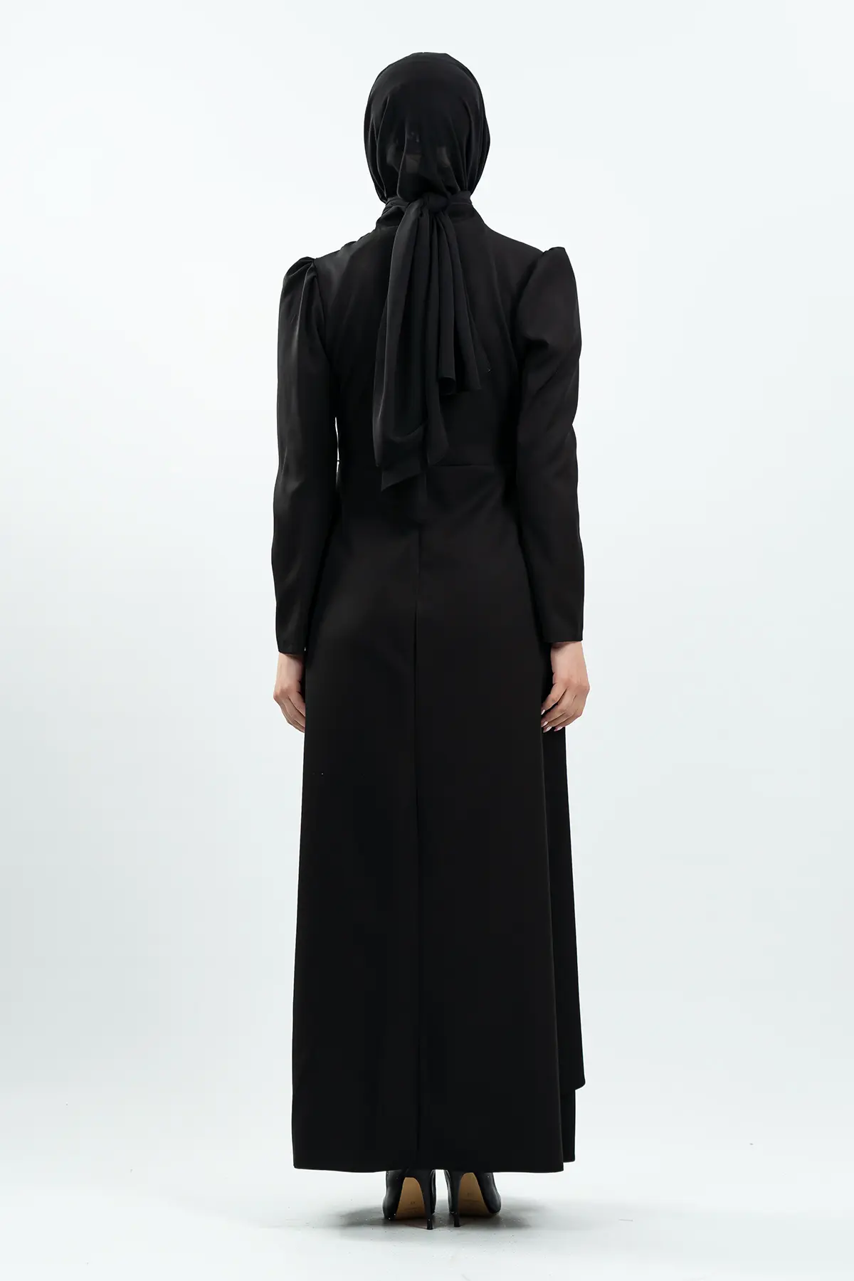 Black Stone Detailed Evening Dress-detail