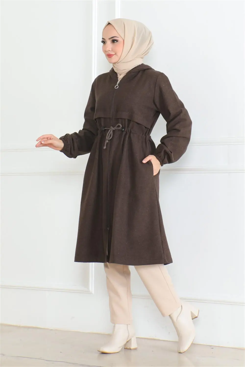 Spor Kaşe Kaban Kahverengi-detail