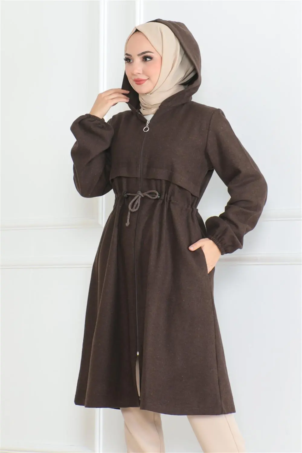 Spor Kaşe Kaban Kahverengi-detail