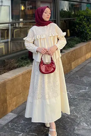 Stone Detailed Brode Skirt Suit