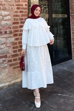 Stone Detailed Brode Skirt Suit