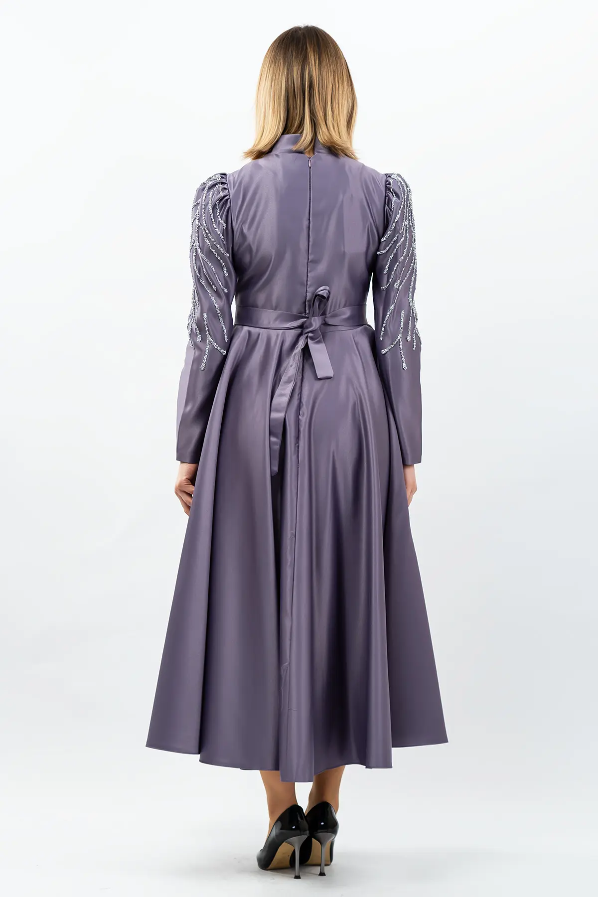 Taş Detaylı Prenses Model Abiye Lila-detail