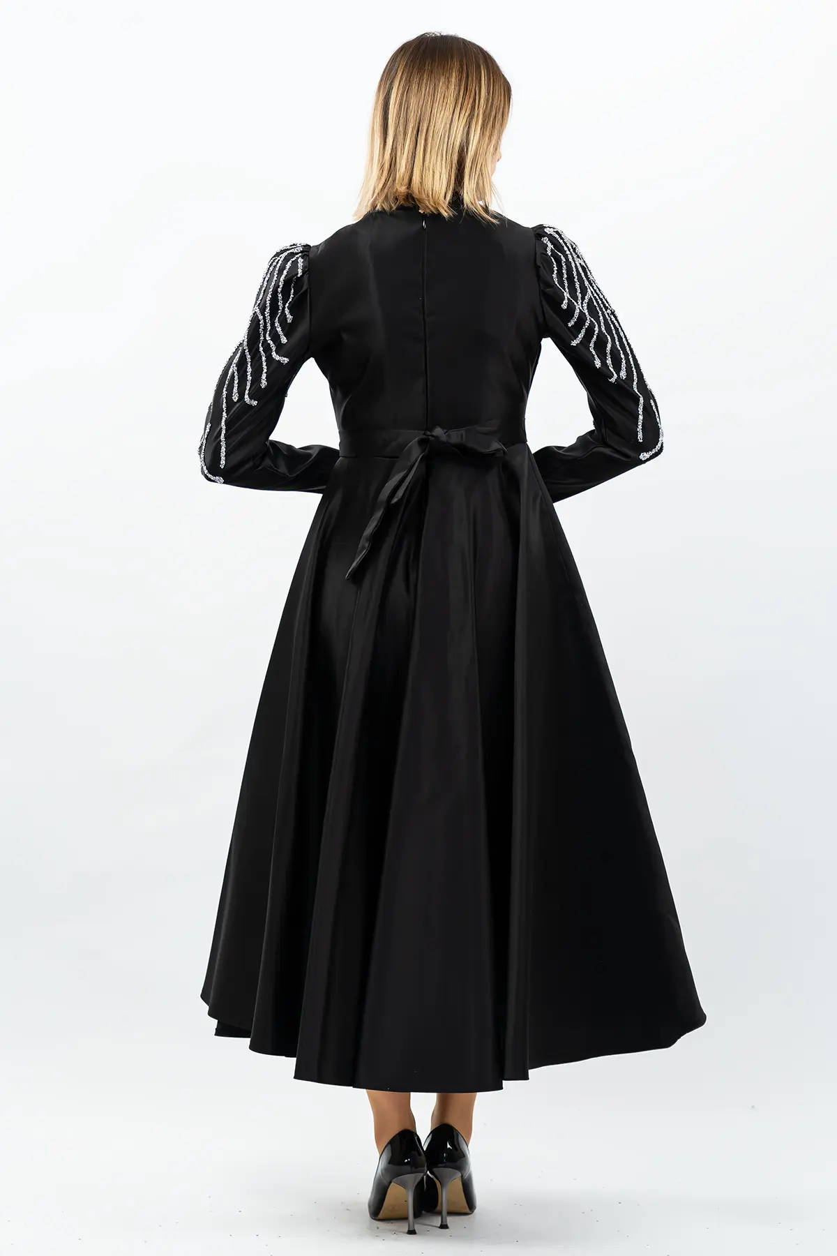 Taş Detaylı Prenses Model Abiye Siyah-detail