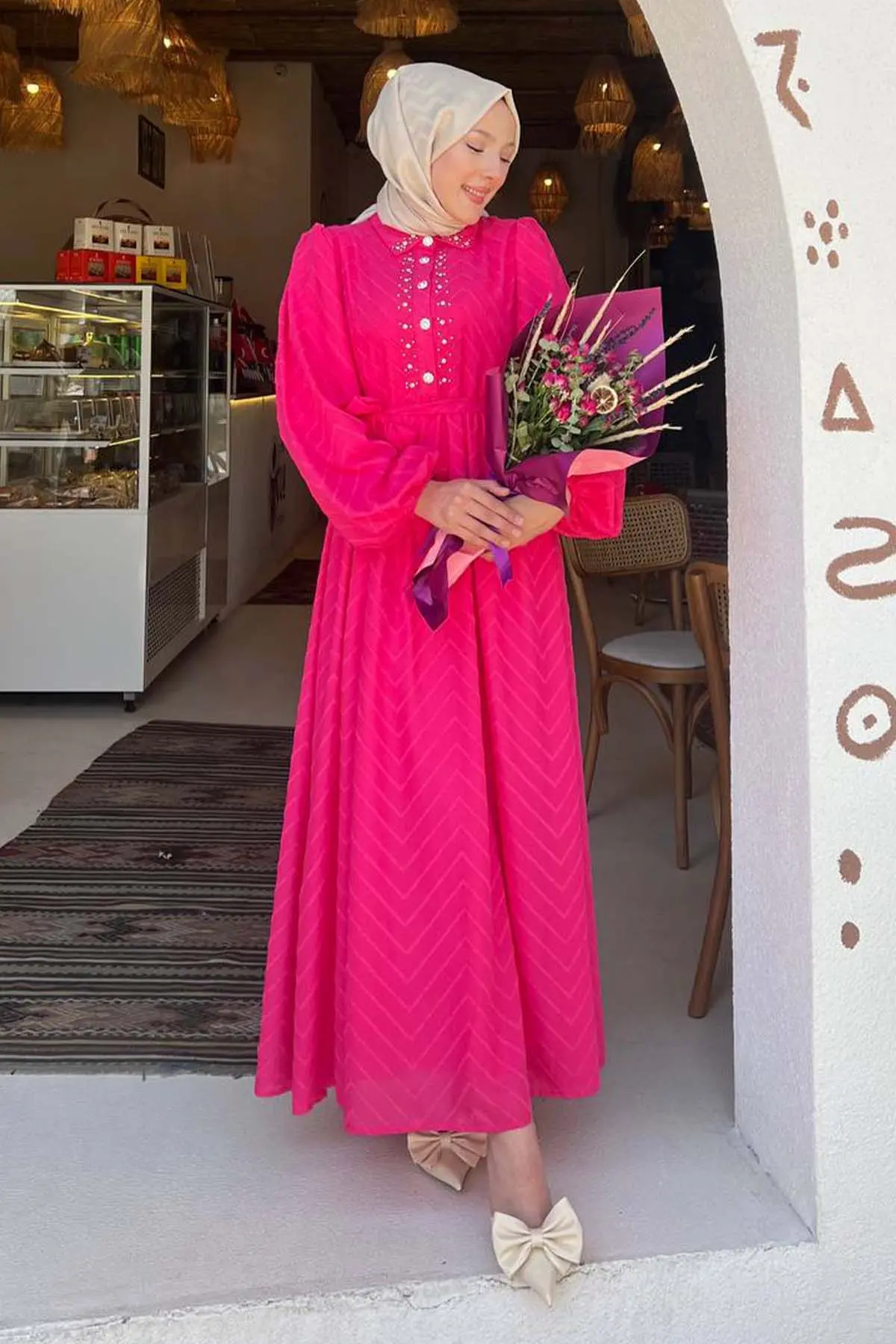 Stone Detailed Hijab Dress-detail