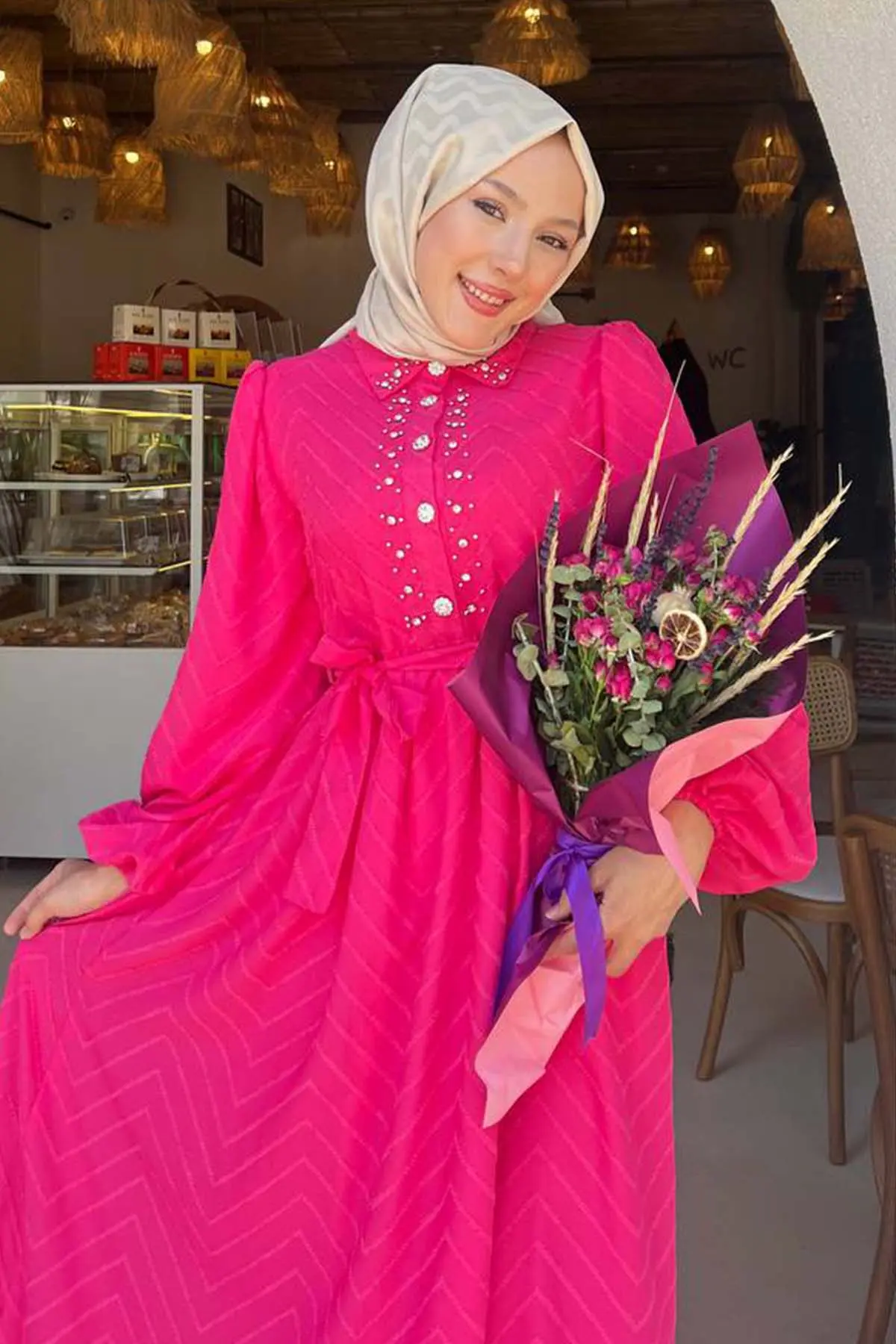 Stone Detailed Hijab Dress-detail