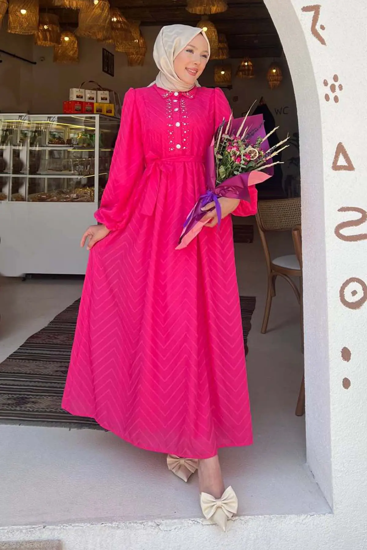 Stone Detailed Hijab Dress
