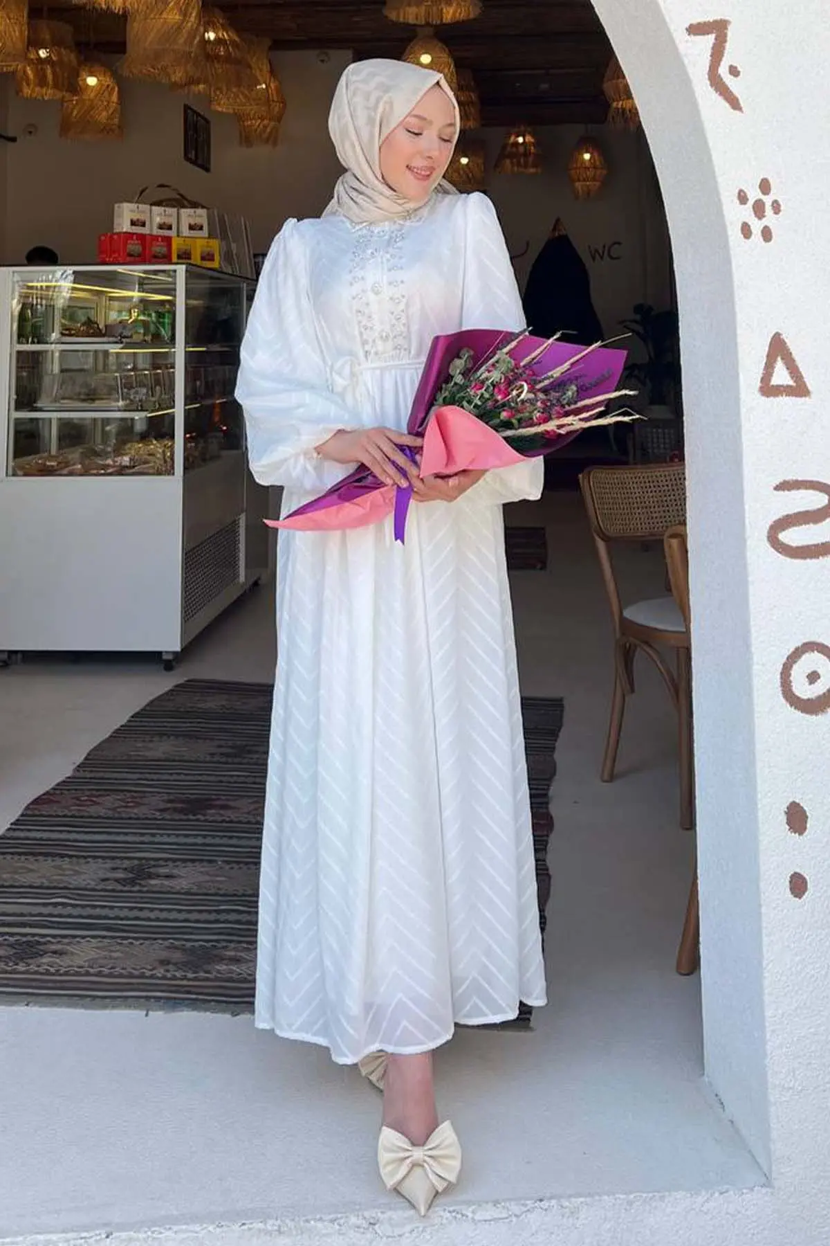 Taş Detaylı Tesettür Elbise-detail