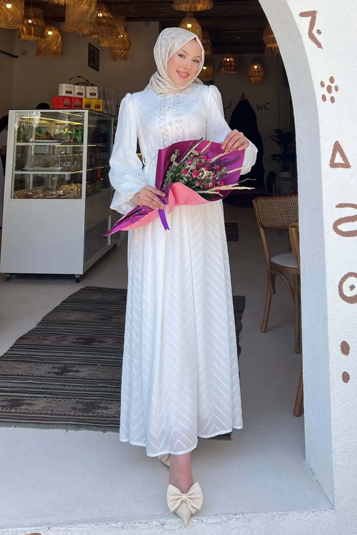 Taş Detaylı Tesettür Elbise-detail