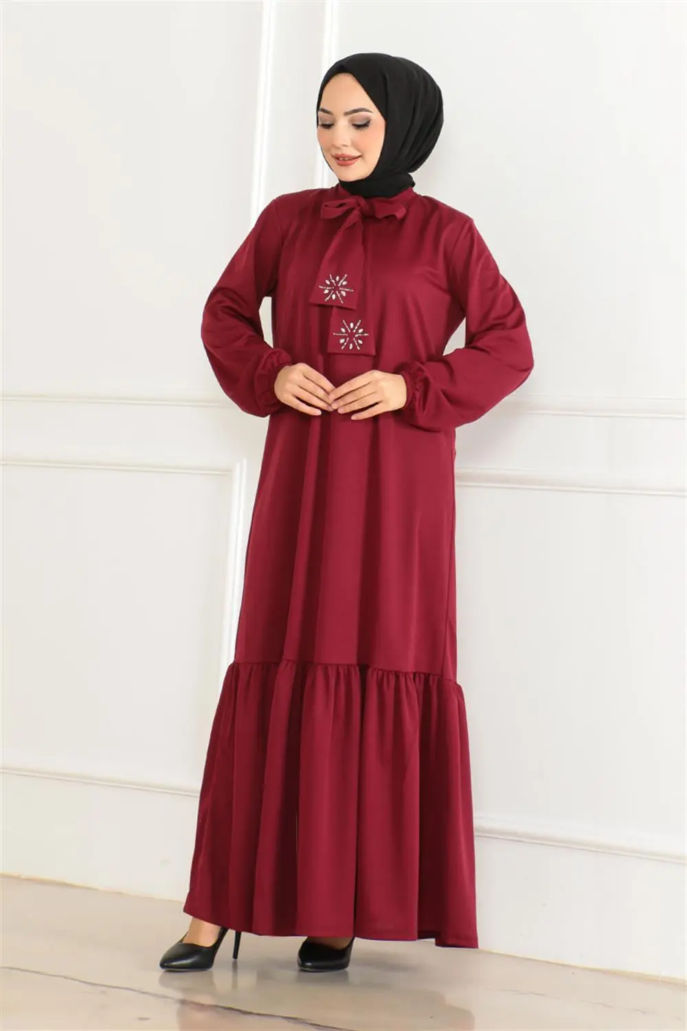 Taş Detaylı Tesettür Elbise-detail