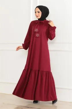Taş Detaylı Tesettür Elbise