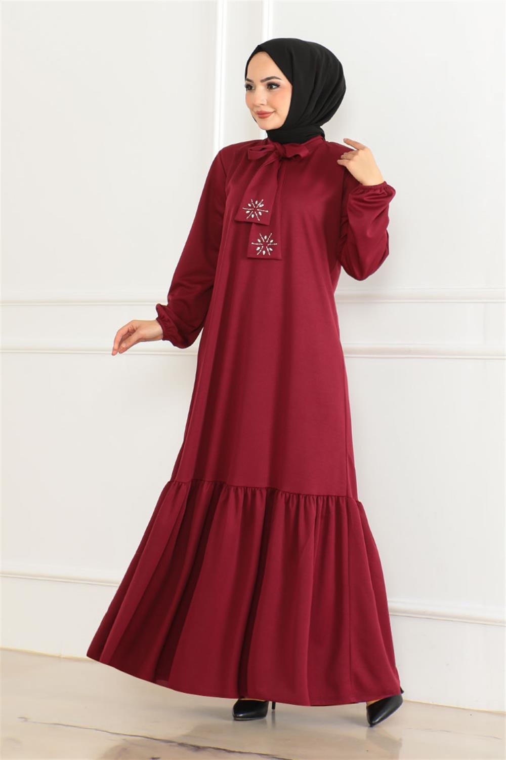 Taş Detaylı Tesettür Elbise