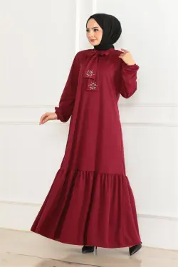Taş Detaylı Tesettür Elbise