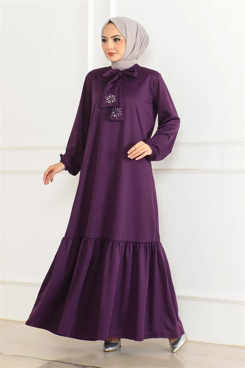 Taş Detaylı Tesettür Elbise-detail