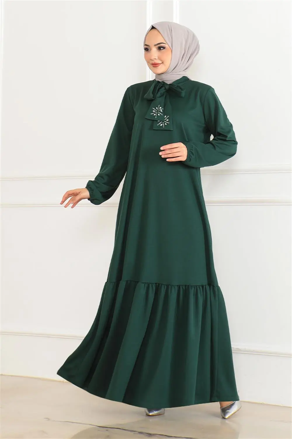 Taş Detaylı Tesettür Elbise-detail