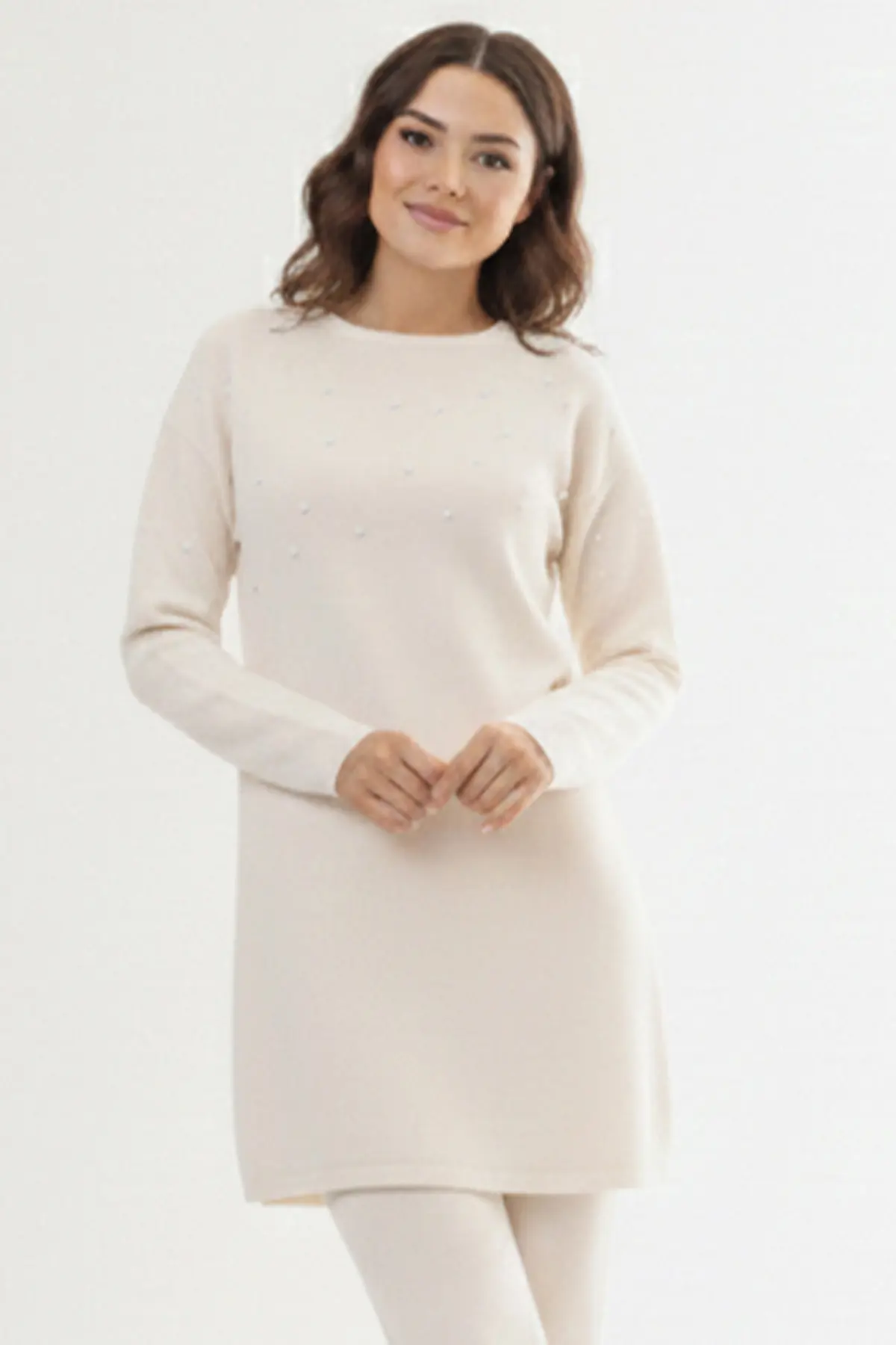 Taş Detaylı Triko Tunik