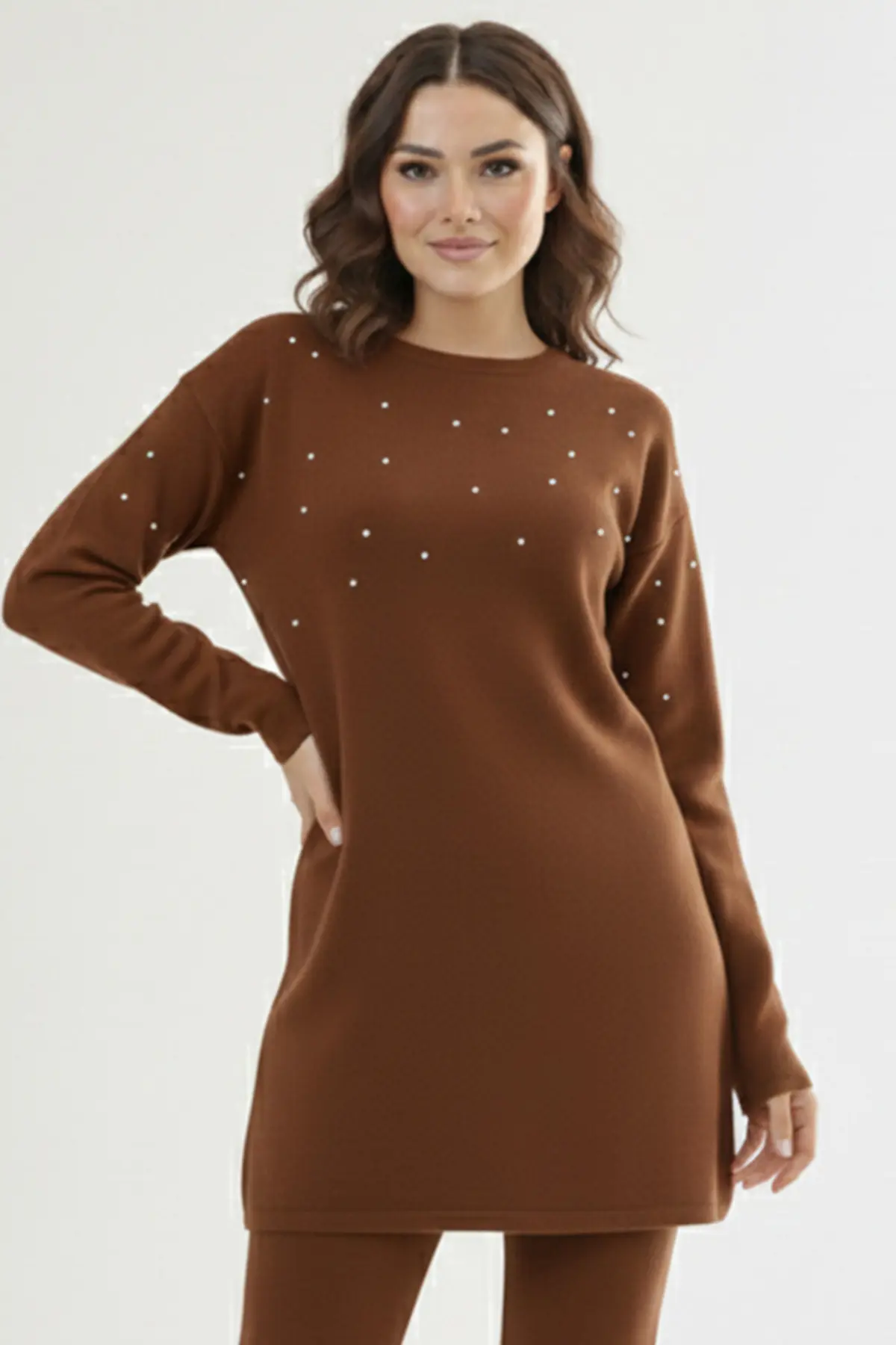 Taş Detaylı Triko Tunik-detail