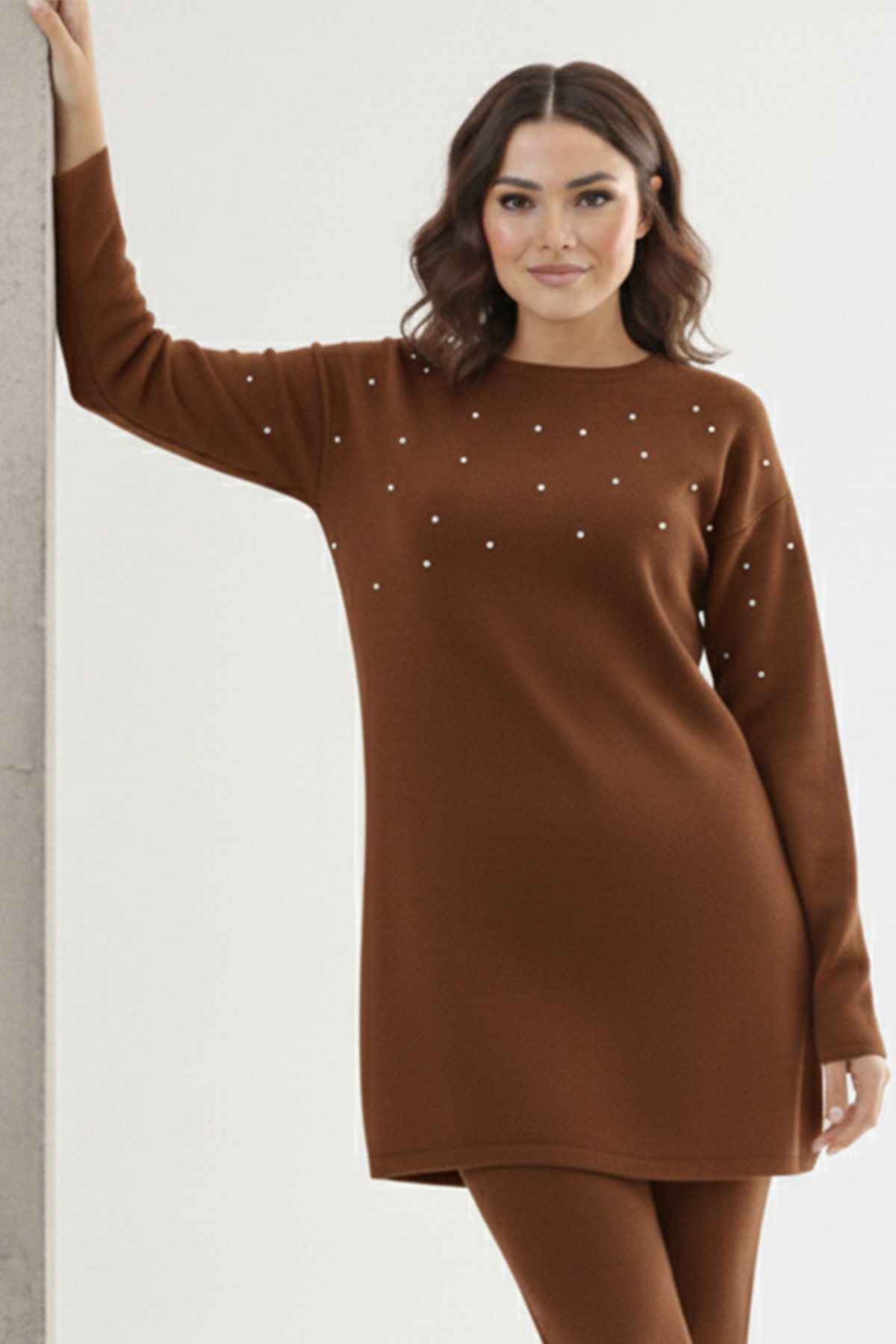 Taş Detaylı Triko Tunik