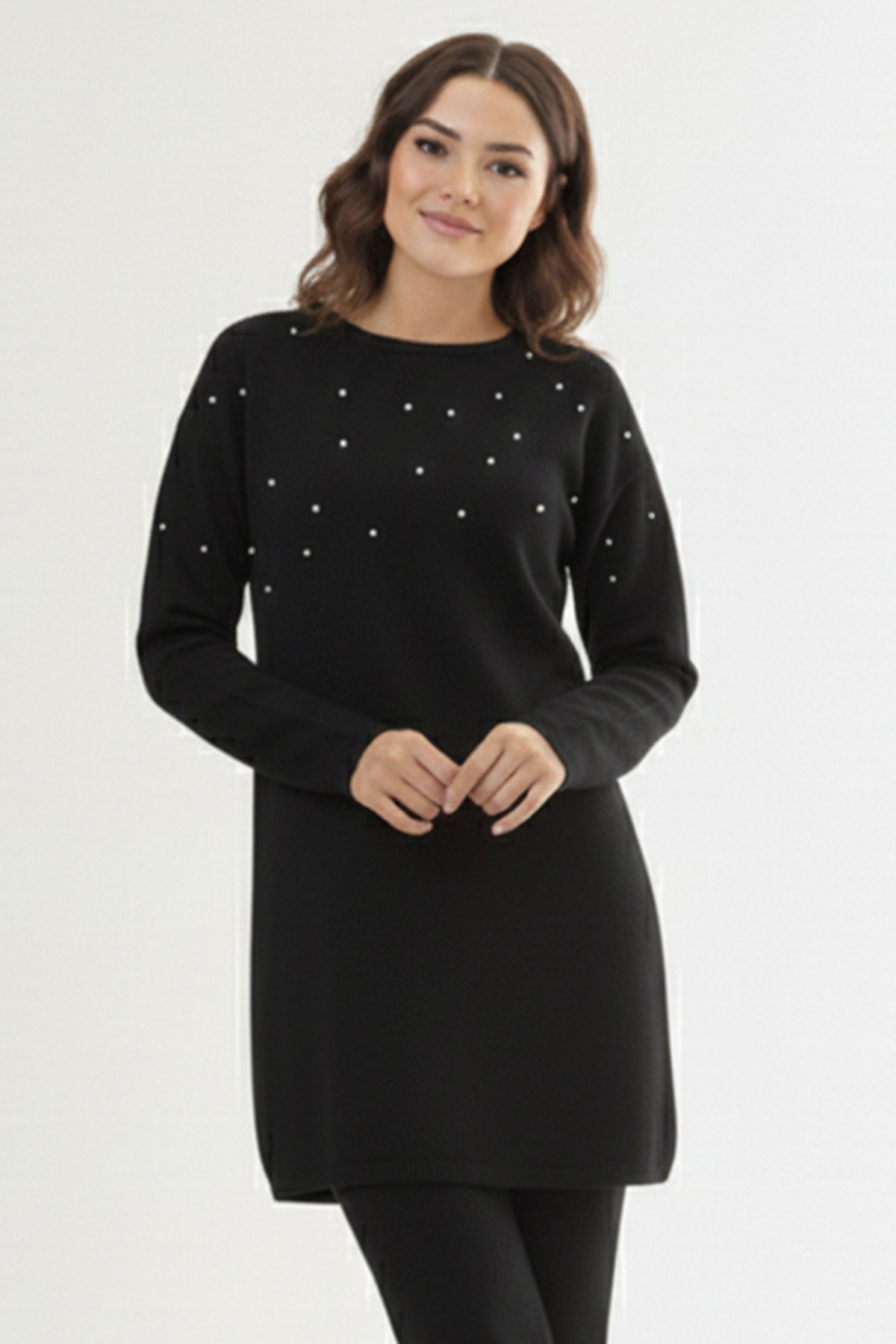 Taş Detaylı Triko Tunik