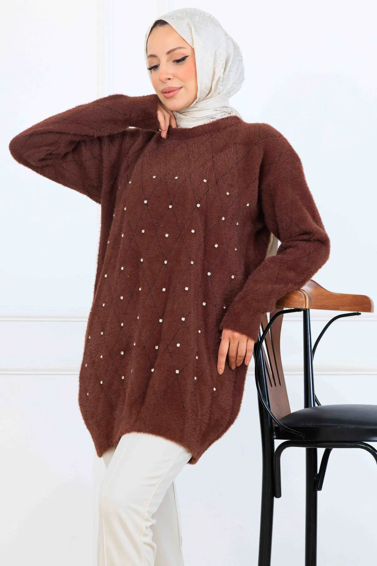 Taş Detaylı Triko Tunik-detail