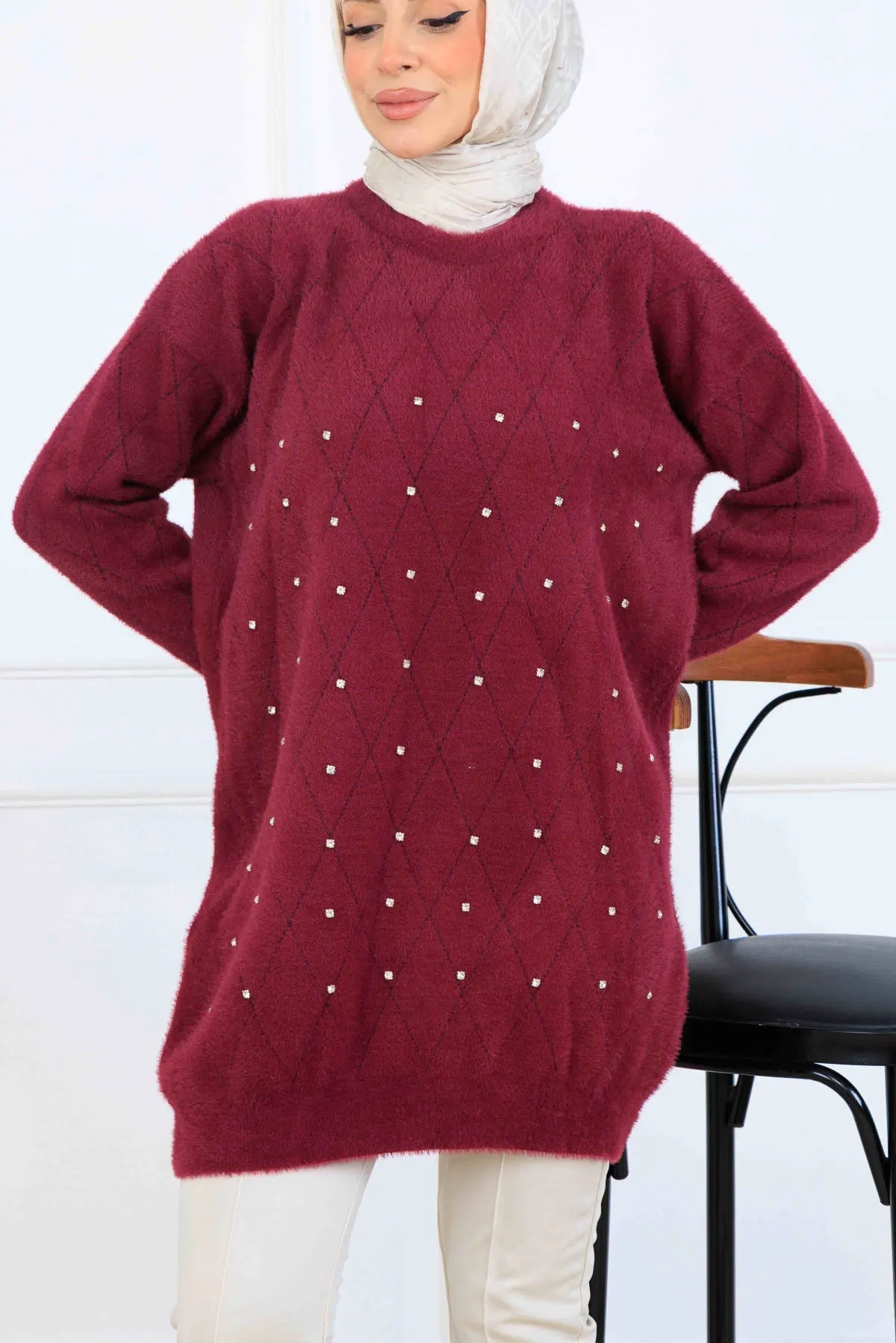 Taş Detaylı Triko Tunik-detail