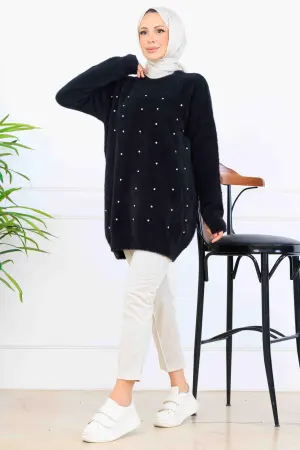 Taş Detaylı Triko Tunik