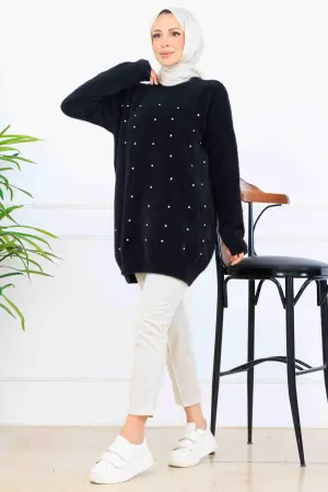 Taş Detaylı Triko Tunik