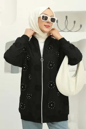 Stone Embroidered Brode Cardigan