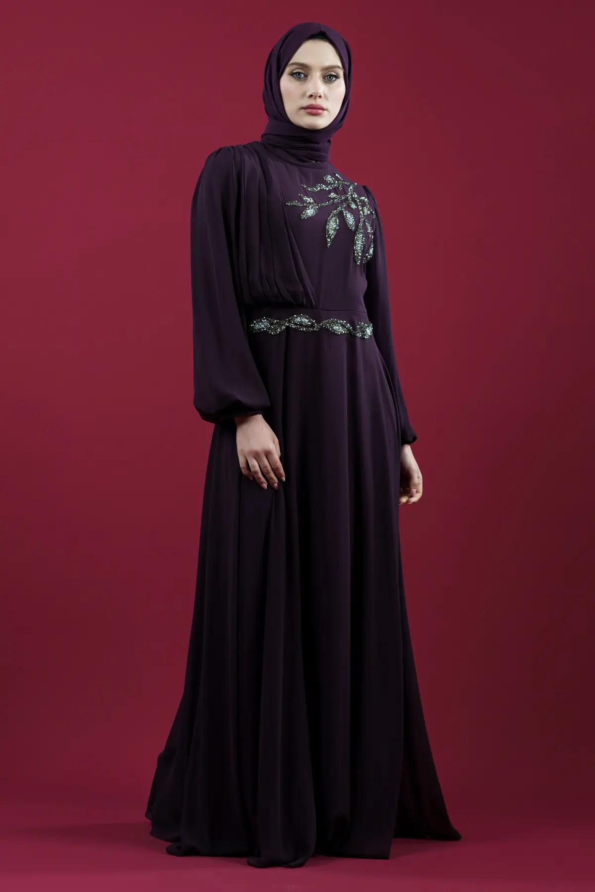 New Purple Evening Dress-detail