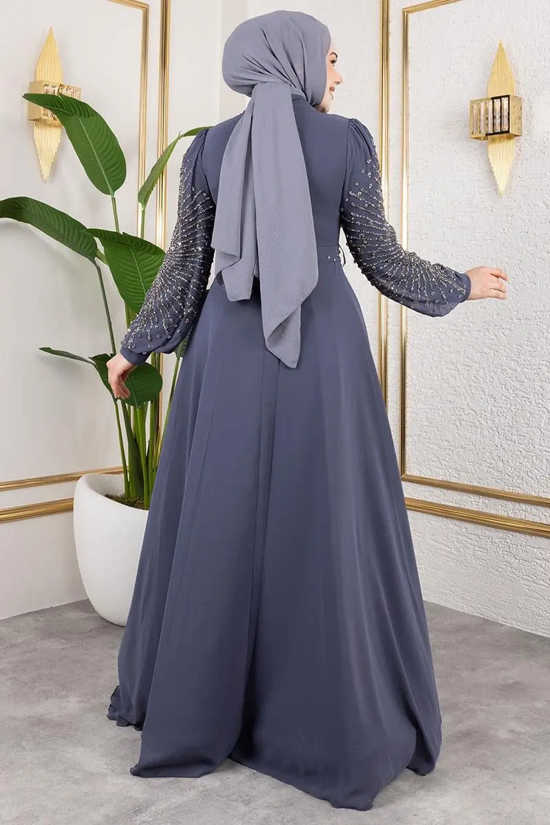 Taş Işlemeli Şifon Abiye-detail