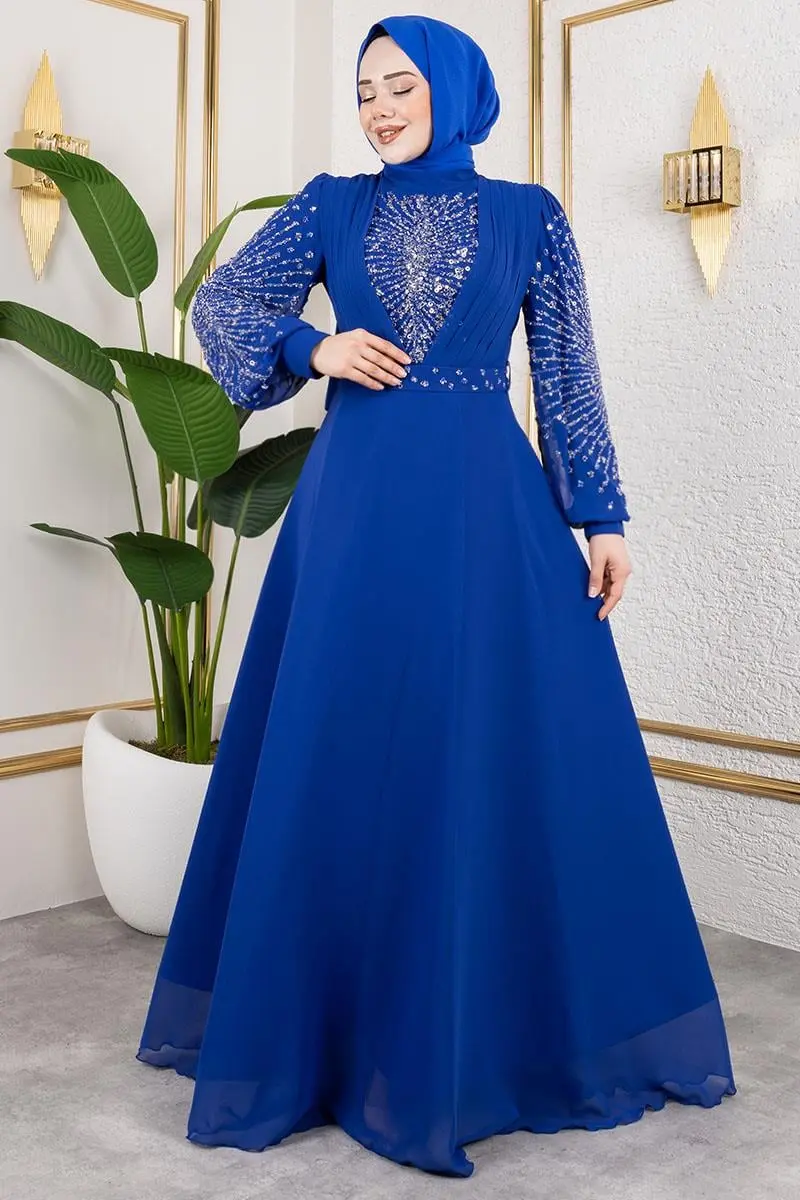 Taş Işlemeli Şifon Abiye-detail