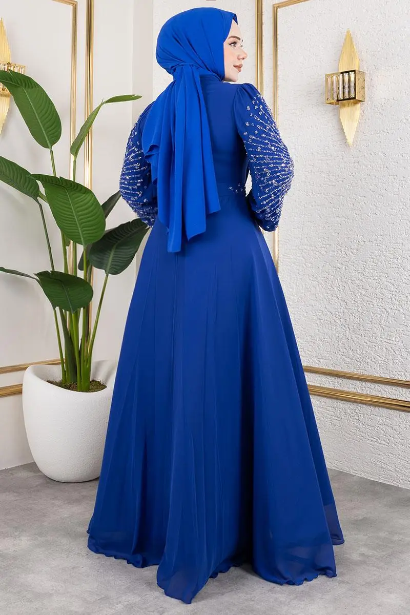 Taş Işlemeli Şifon Abiye-detail