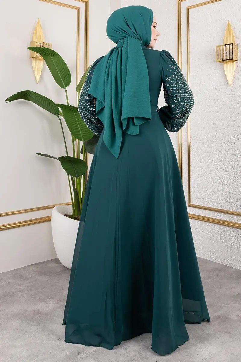 Taş Işlemeli Şifon Abiye-detail