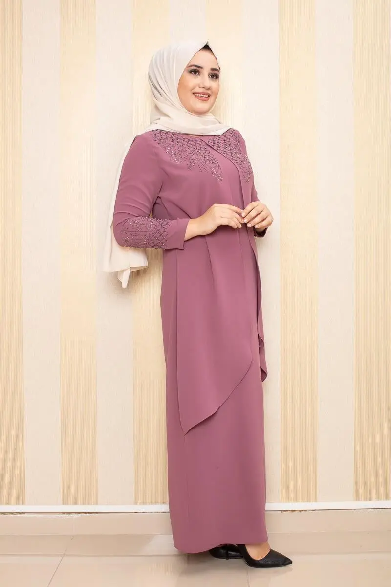 Stone Embroidered Hijab Dress