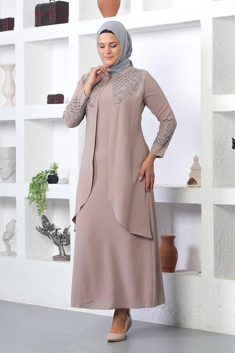 Stone Embroidered Hijab Dress