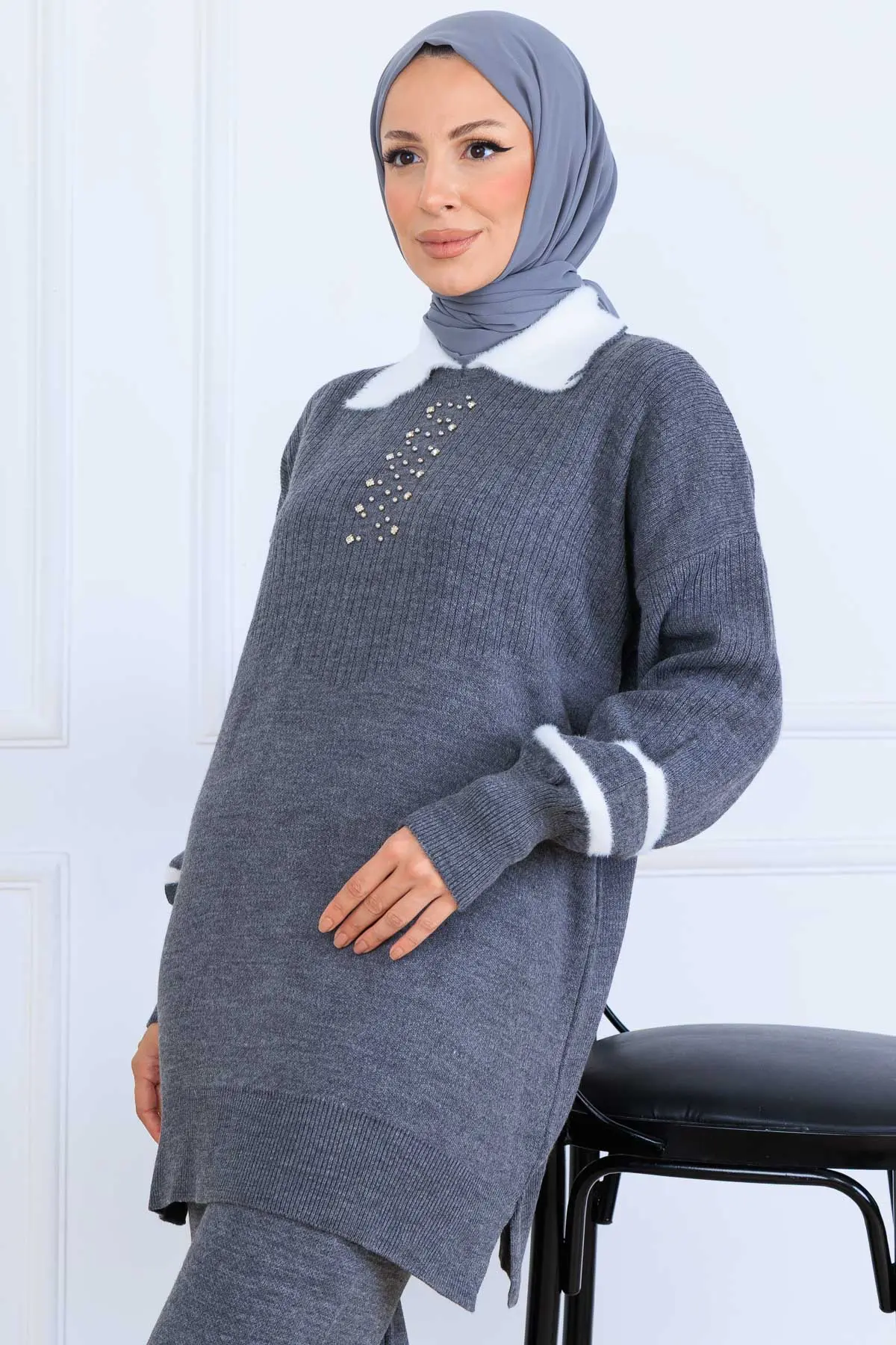 Taş İşlemeli Triko Takım-detail