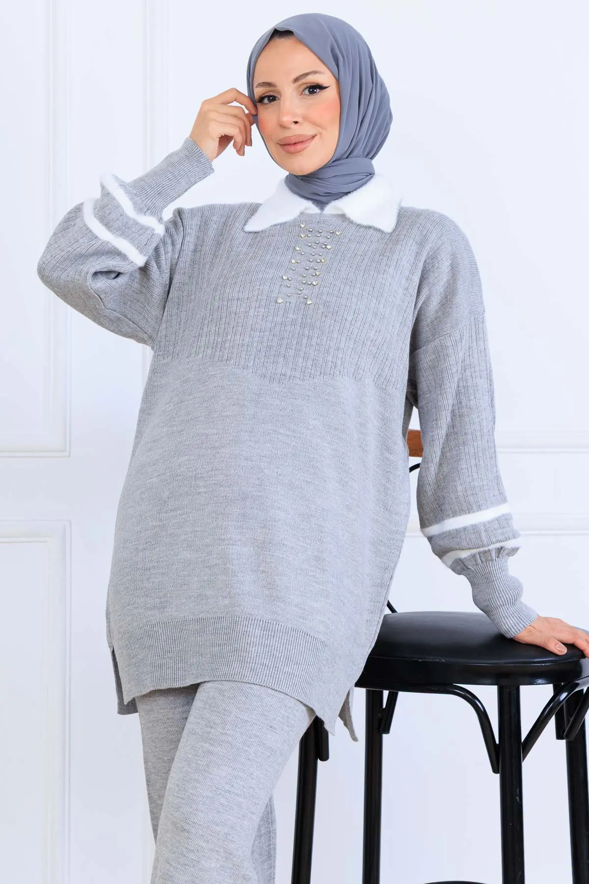 Taş İşlemeli Triko Takım-detail